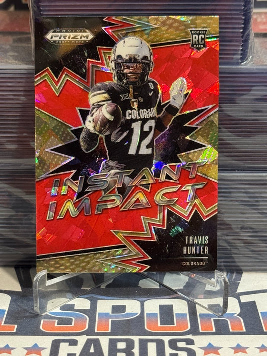 2025 Panini Prizm Draft Picks (Red Ice Prizm, Instant Impact) Travis Hunter Rookie II - TRH