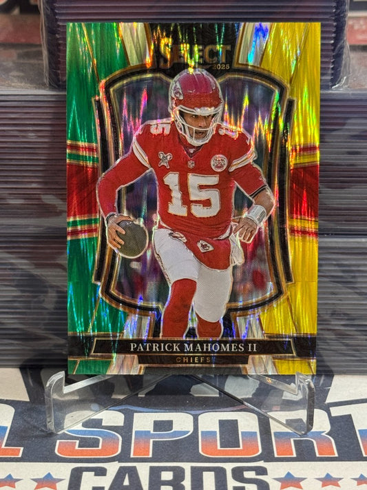 2025 Panini Select (Green White Yellow Shock Prizm) Patrick Mahomes II 107