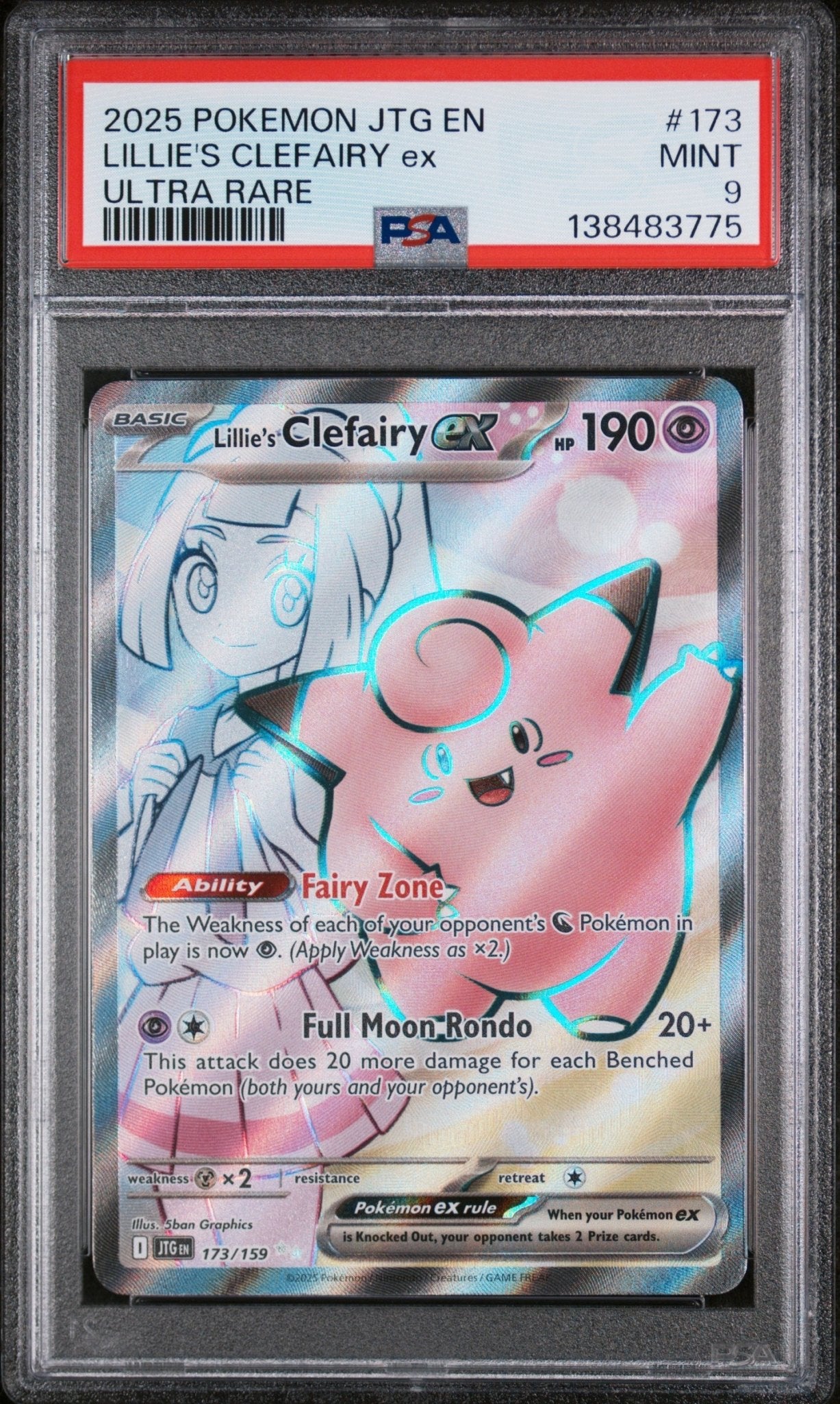 2025 Pokemon: Journey Together - Lillie's Clefairy EX (Ultra Rare) 173 - PSA 9