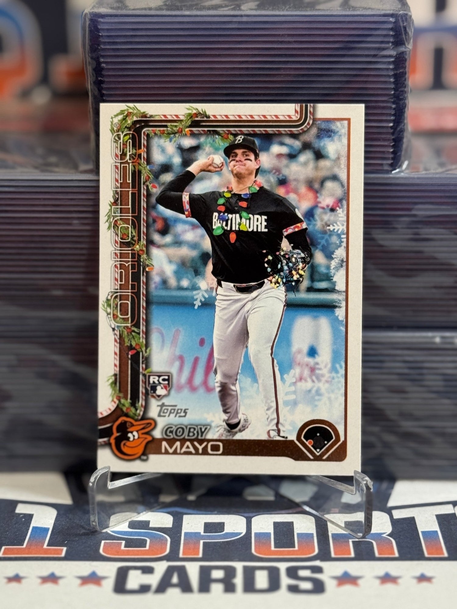 2025 Topps Holiday (Christmas Lights Variation) Coby Mayo Rookie H118