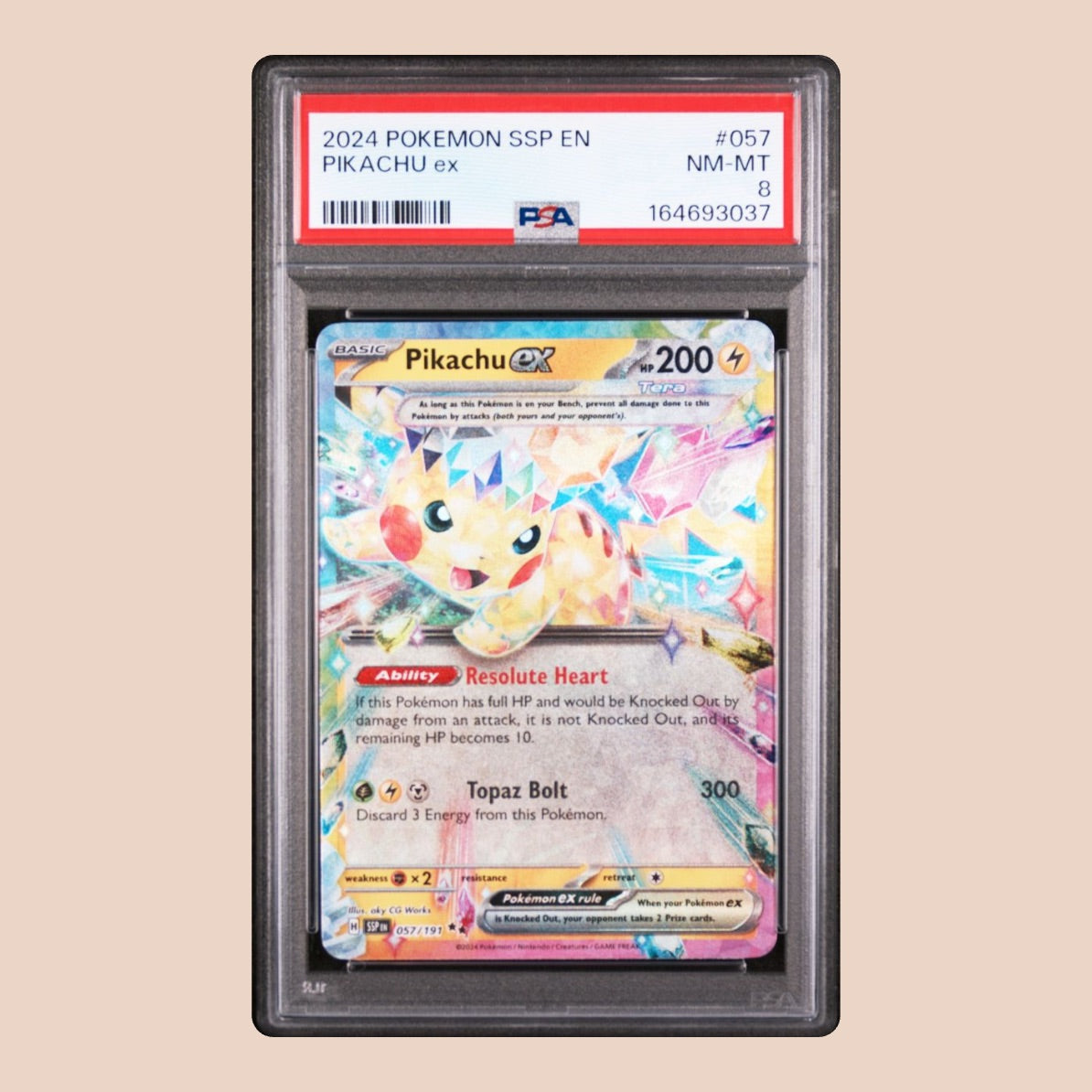 2024 Pokemon Surging Sparks Pikachu EX #57 - PSA 8