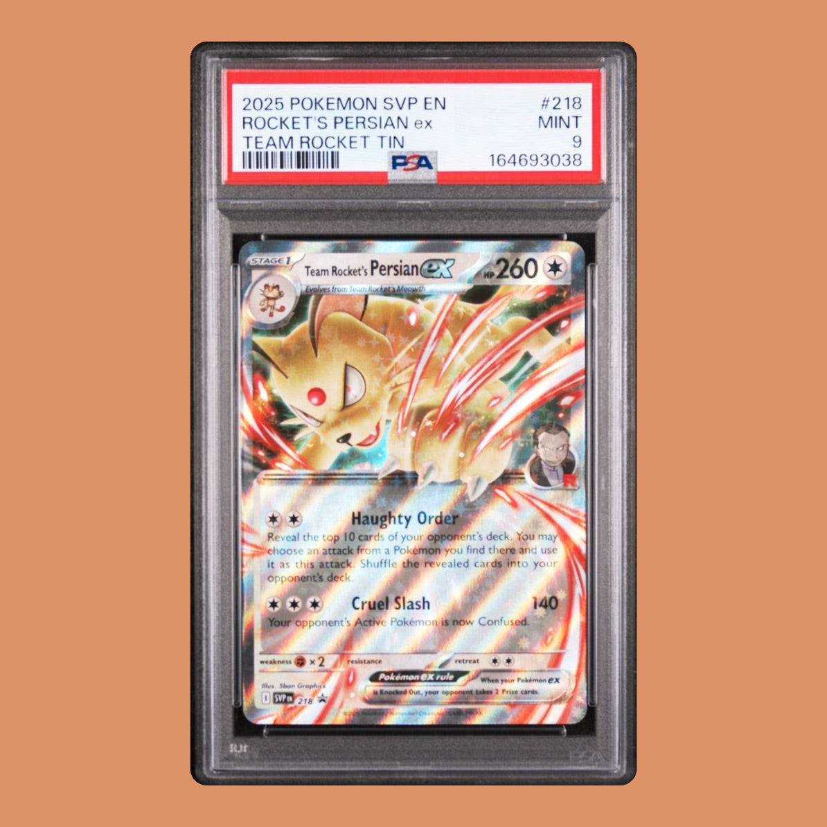 2025 Pokemon Scarlet & Violet (Team Rocket Tin) Rocket's Persian EX #2018 - PSA 9