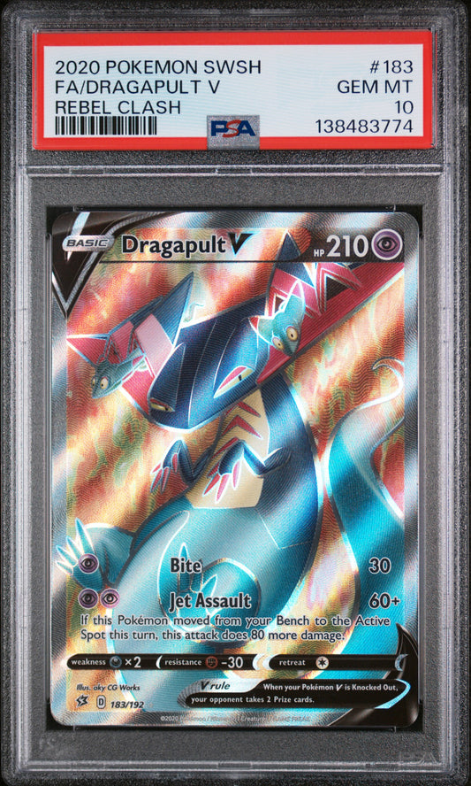 2020 Pokemon: Rebel Clash - Dragapult V (Full Art, Ultra Rare) #183 - PSA 10