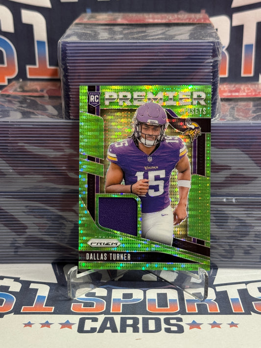 2024 Panini Prizm (Neon Green Pulsar Prizm, Premier Jerseys Relic) Dallas Turner Rookie #PJ-DTR