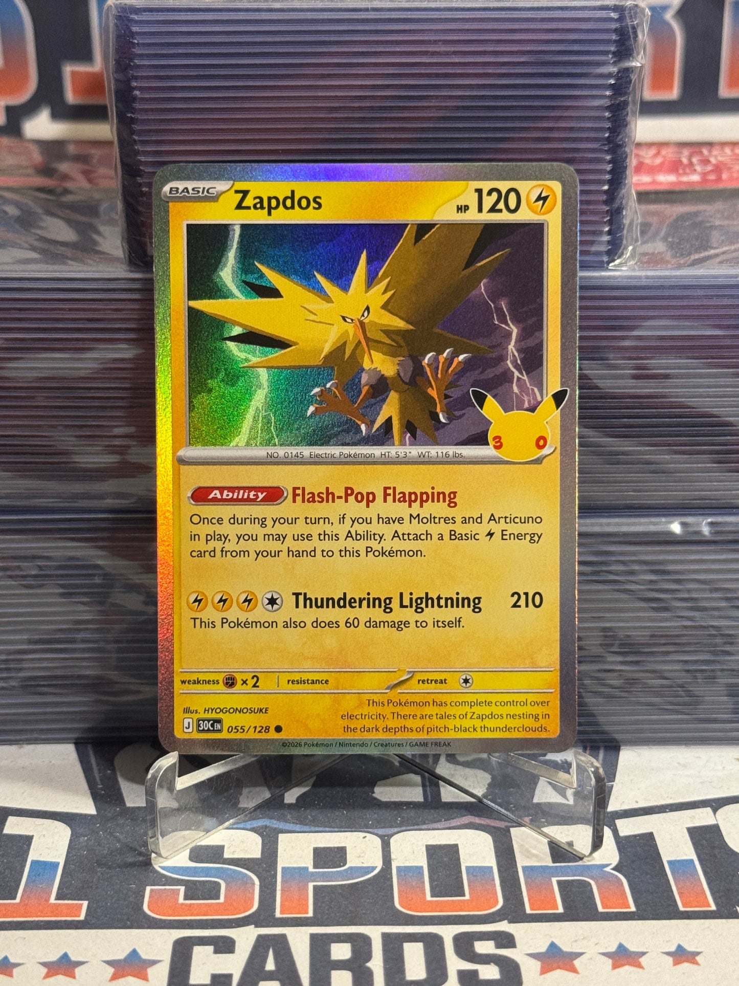 Pokemon TCG: 30th Celebration - Zapdos (Holo, Common) #55
