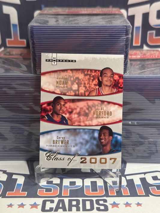 2007 Fleer Hot Prospects (Class of 2007 1529/2007) Al Horford, Joakim Noah, Corey Brewer Rookie #