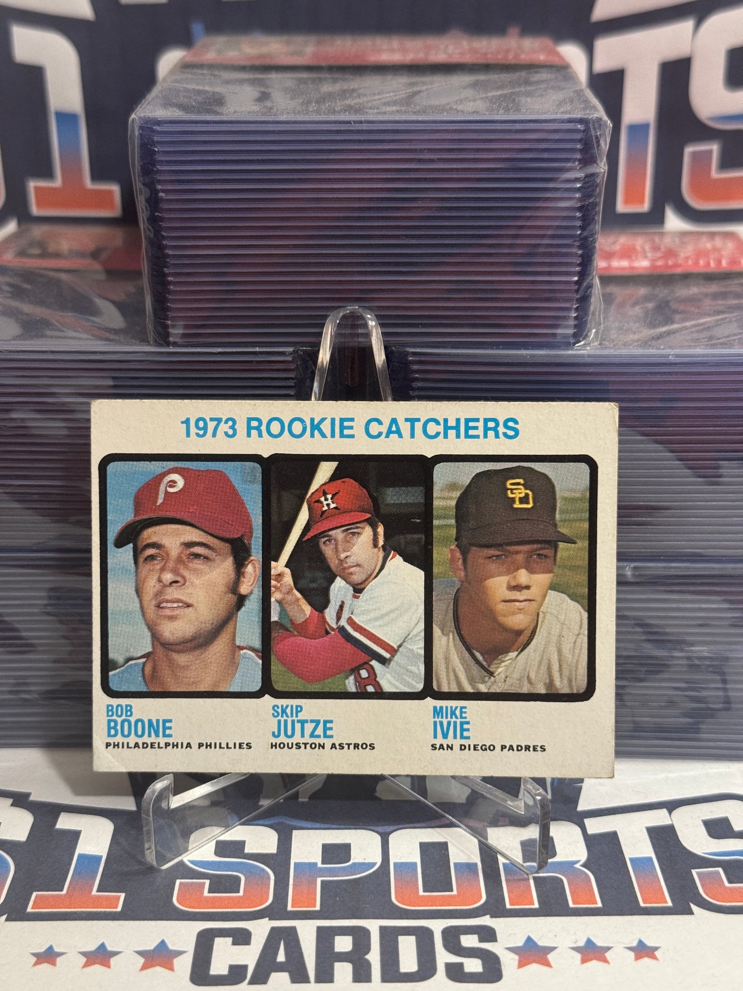 1973 Topps (Rookie Catchers) Bob Boone, Skip Jutze, Mike Ivie #613
