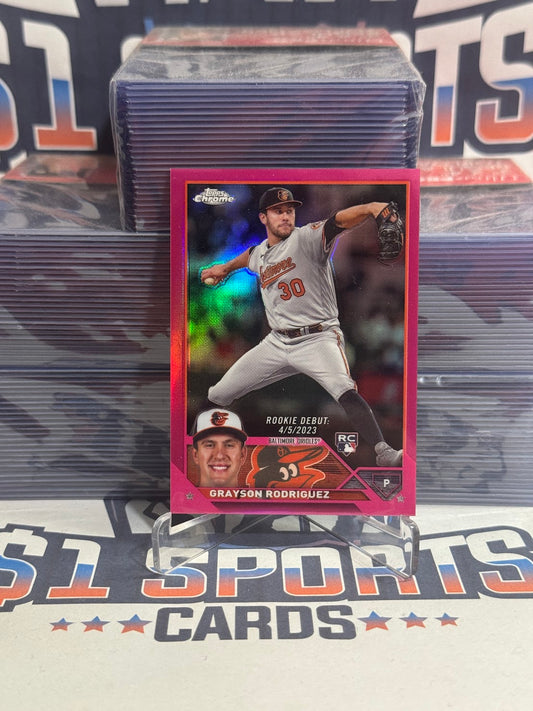 2023 Topps Chrome Update (Pink Refractor, MLB Debut 287/399) Grayson Rodriguez Rookie #USC16