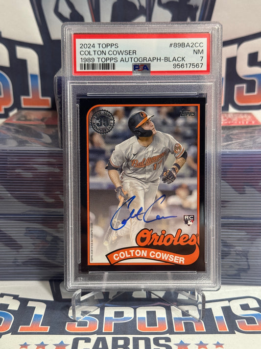 2024 Topps (Black, 1989 Redux Auto 89/199) Colton Cowser Rookie #89BA2-CC - PSA 7