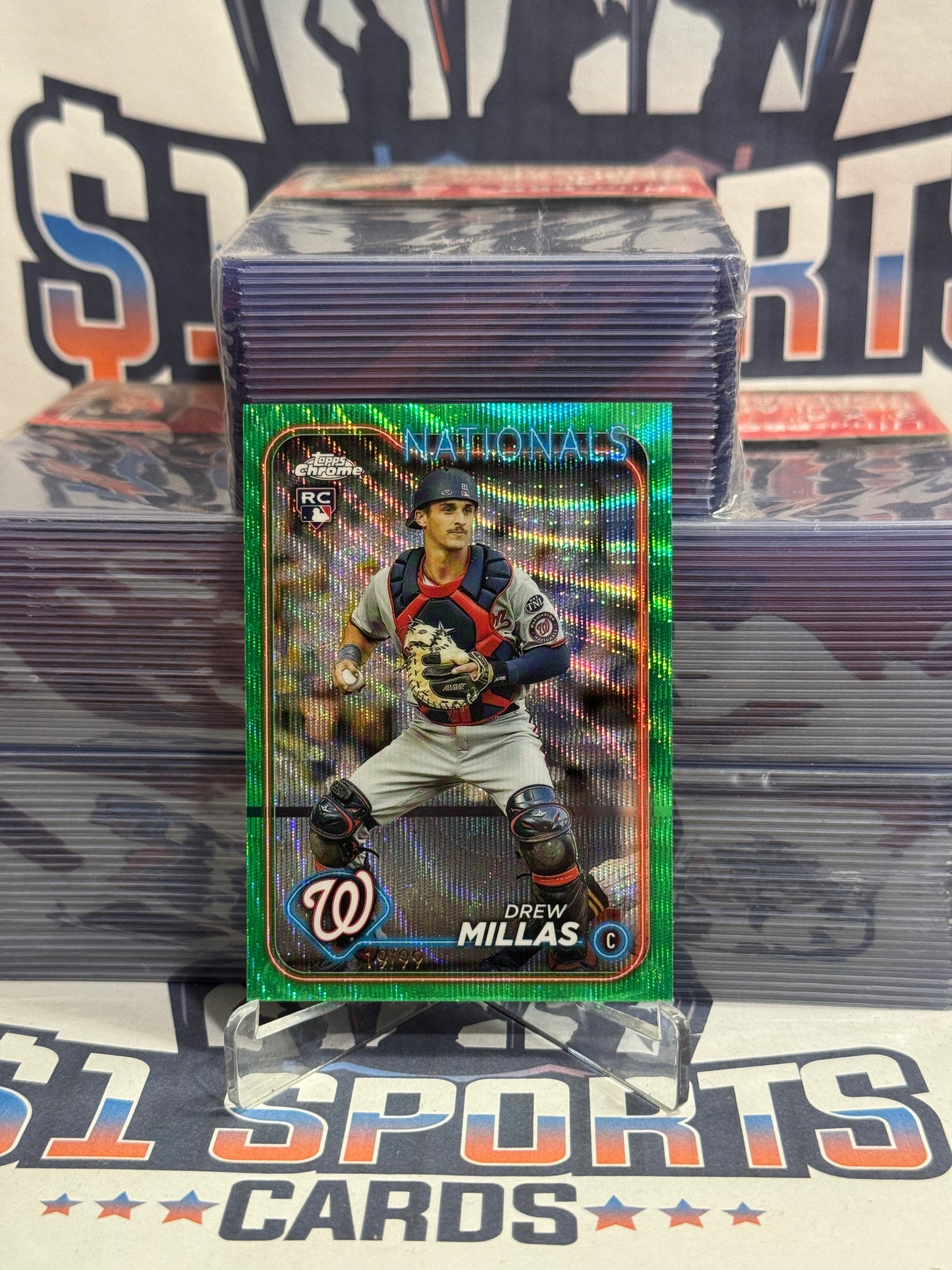2024 Topps Chrome (Green Wave Refractor 19/99) Drew Millas Rookie #85