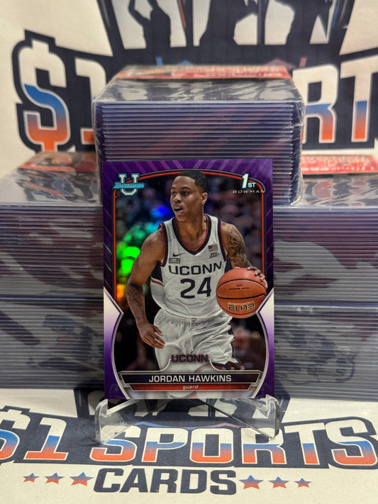 2022 Bowman Chrome University (Purple Refractor, 1st Bowman 95/399) Jordan Hawkins #85