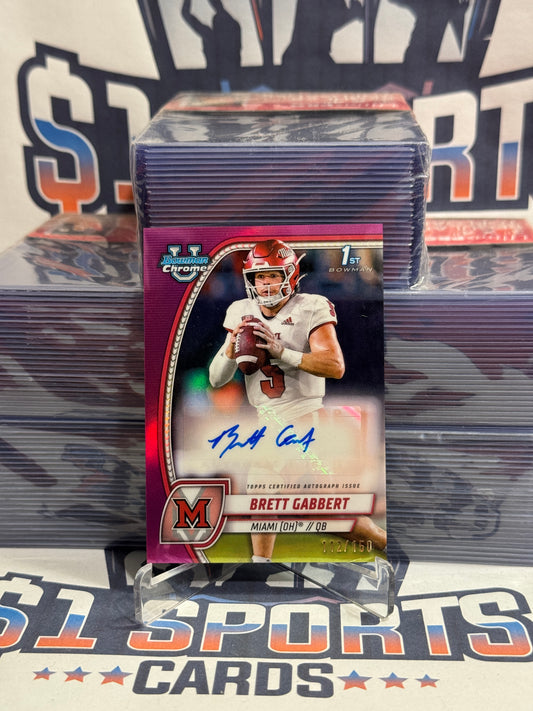 2024 Bowman Chrome University (Pink Refractor, 1st Bowman Auto 112/150) Brett Gabbert #PA-BGA