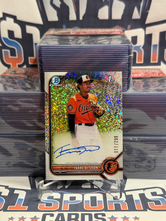 2022 Bowman Chrome Prospects (Sparkle Auto, 1st Bowman 17/299) Isaac De Leon #CPA-ID