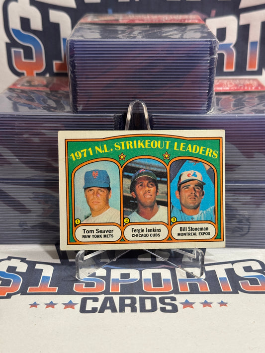 1972 Topps (Strikeout Leaders) Tom Seaver, Fergie Jenkins, Bill Stoneman #95