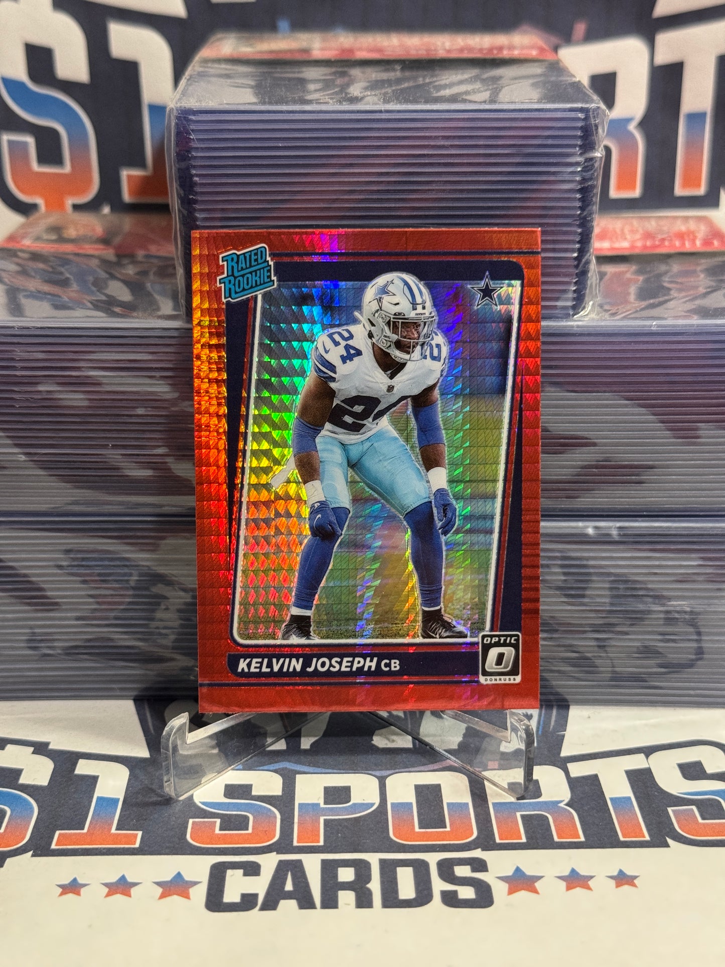 2021 Donruss Optic (Hyper Red Prizm, Rated Rookie) Kelvin Joseph #250