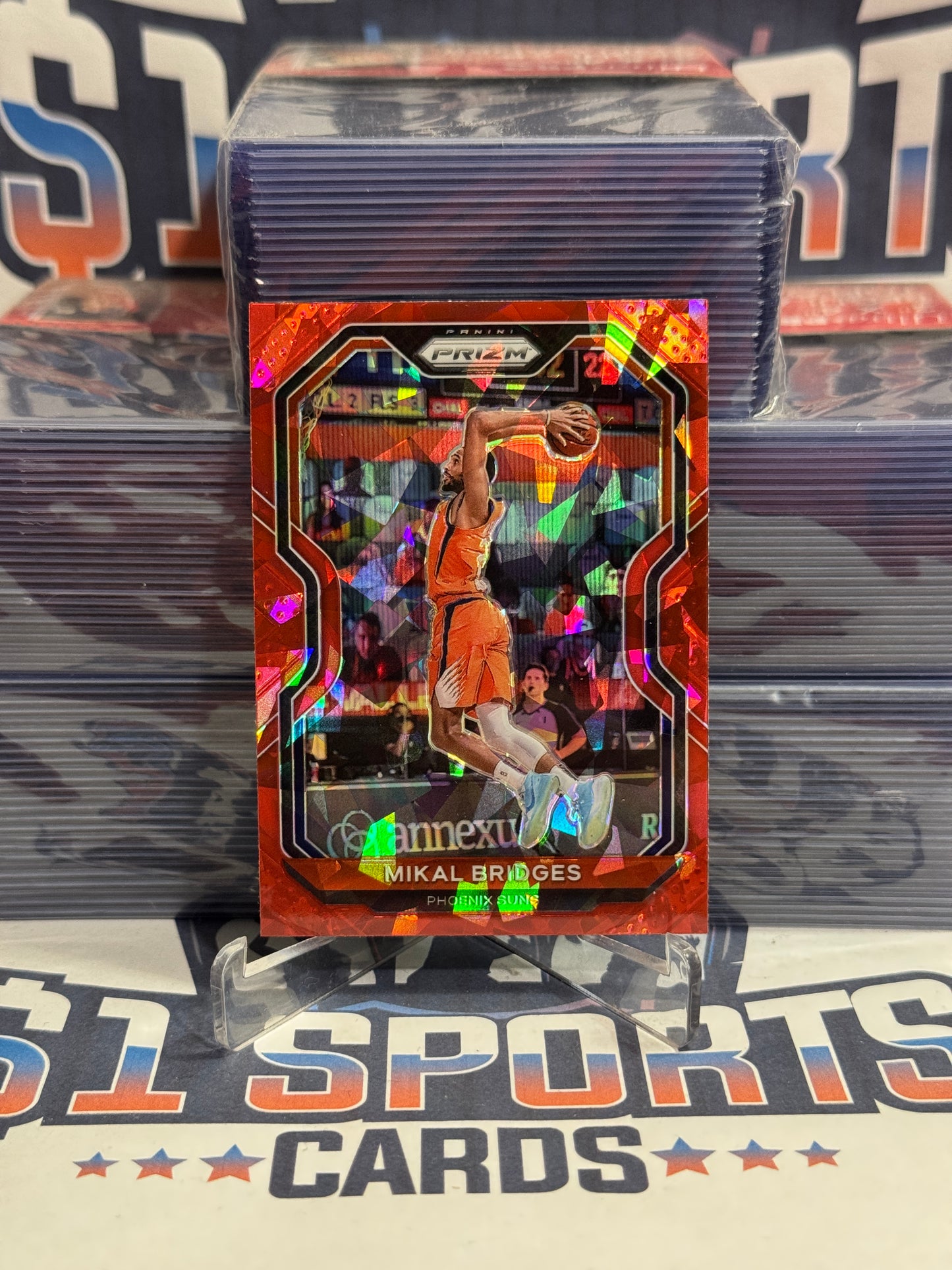 2020 Panini Prizm (Red Ice Prizm) Mikal Bridges #204