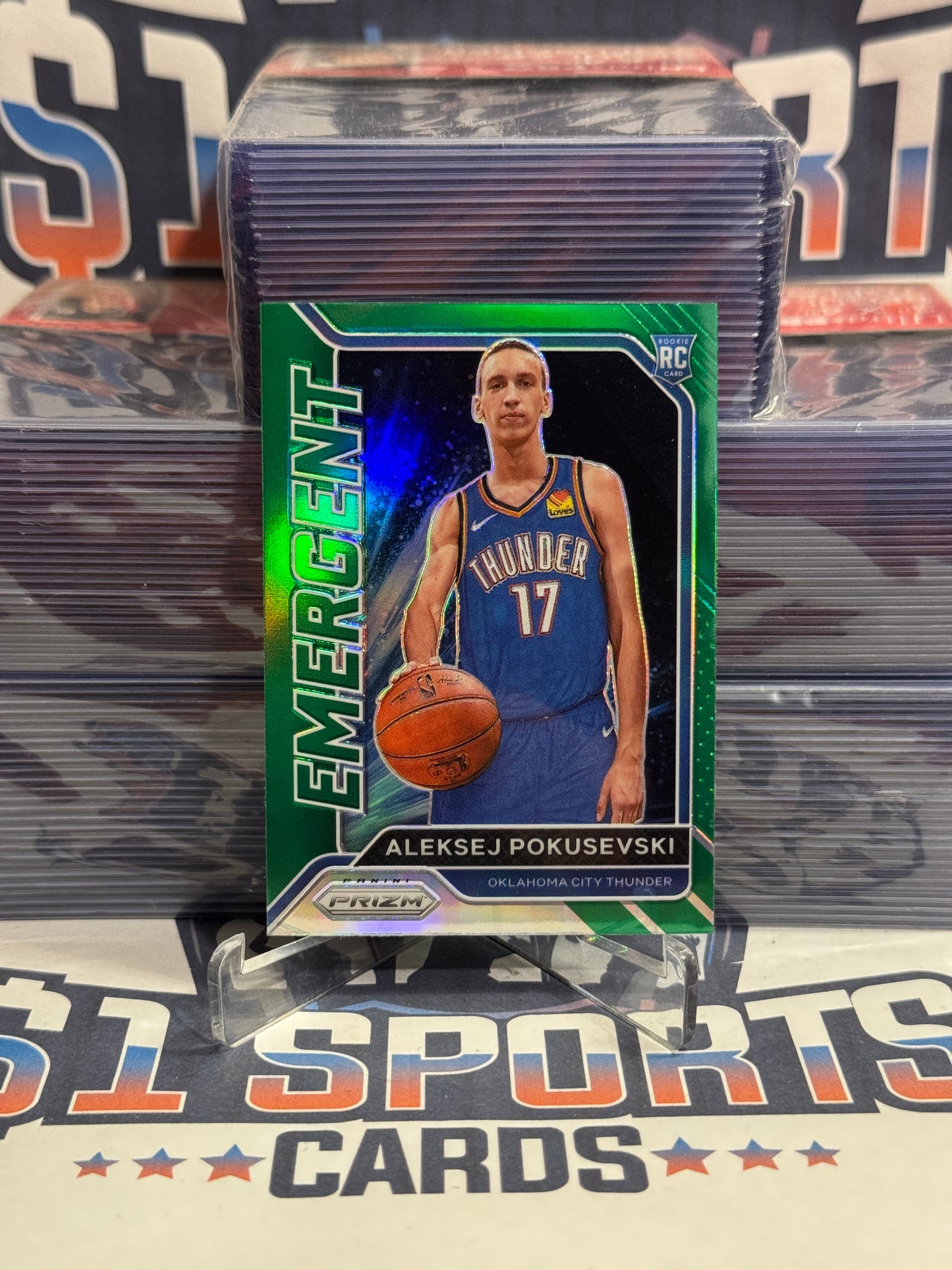2020 Panini Prizm (Green Prizm, Emergent) Aleksej Pokusevski Rookie #12