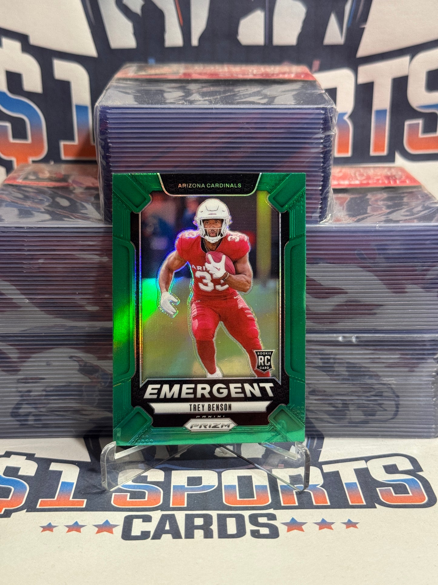 2024 Panini Prizm (Green Prizm, Emergent) Trey Benson Rookie #17