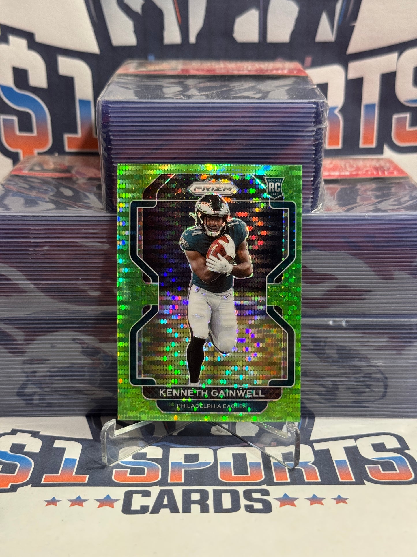 2021 Panini Prizm (Neon Green Pulsar Prizm) Kenneth Gainwell Rookie #369