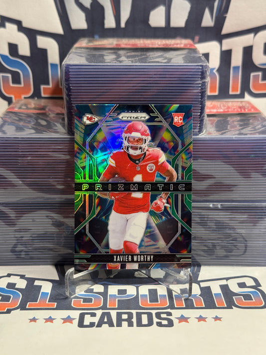 2024 Panini Prizm (Green Prizm, Prizmatic) Xavier Worthy Rookie #14