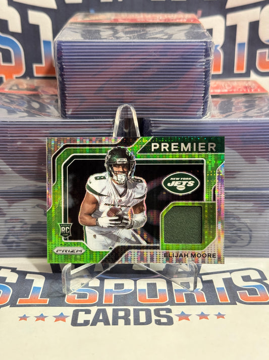 2021 Panini Prizm (Neon Green Pulsar Prizm, Premier Jerseys Relic) Elijah Moore Rookie #PJ-16