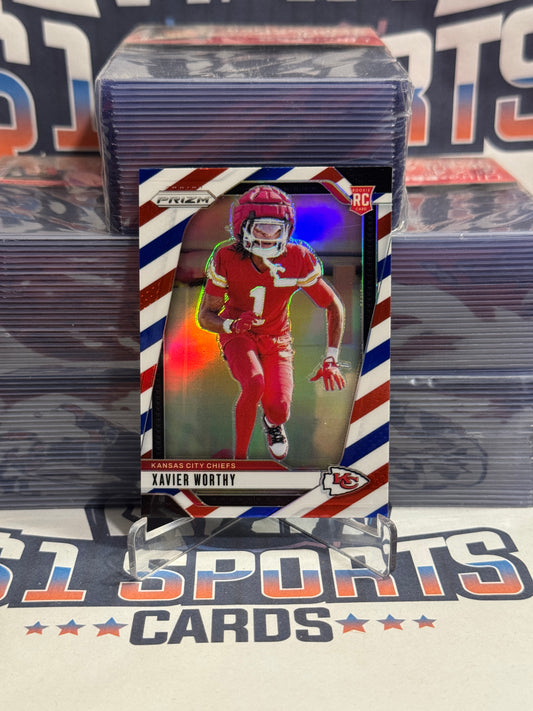 2024 Panini Prizm (Red White Blue Prizm) Xavier Worthy Rookie #399