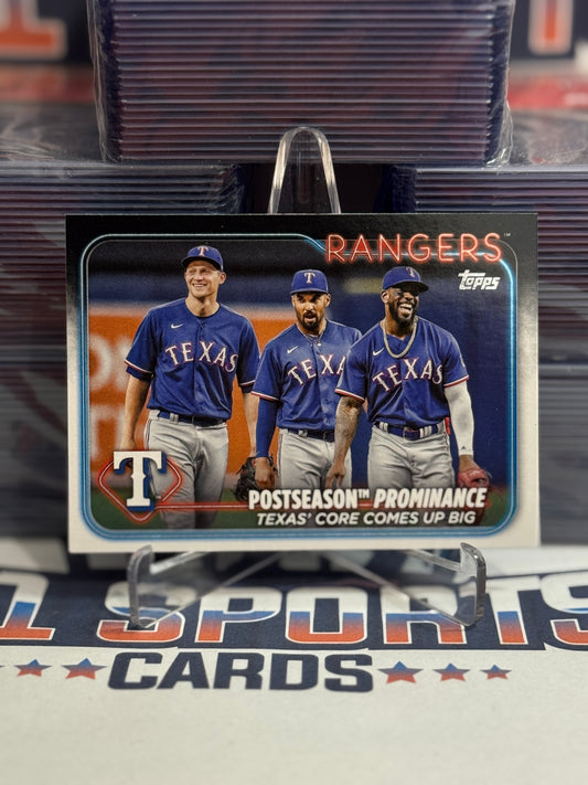 2024 Topps (Postseason Prominance) Corey Seager, Adolis Garcia, Marcus Semien #656