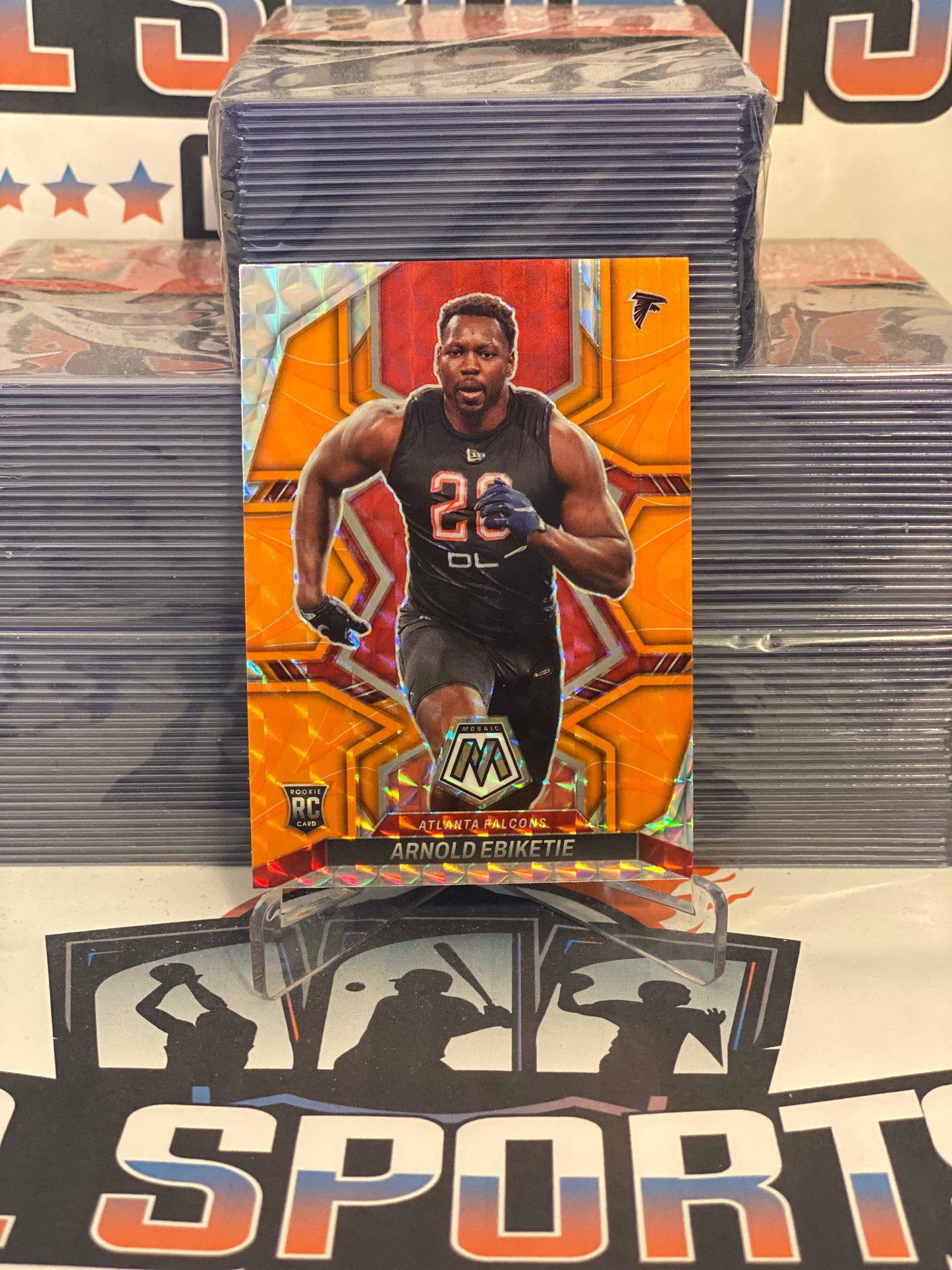 2022 Panini Mosaic (Orange Reactive Prizm) Arnold Ebiketie Rookie #383