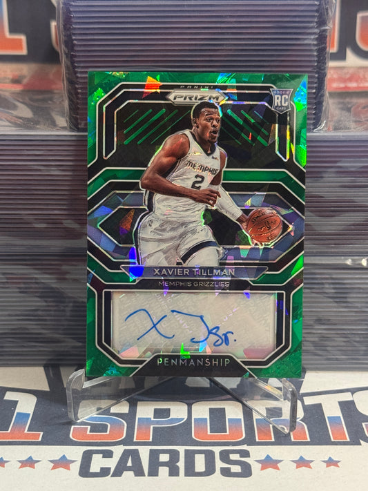 2020 Panini Prizm (Green Ice Prizm, Penmanship Auto 10/16) Xavier Tillman Rookie #RP-XTM