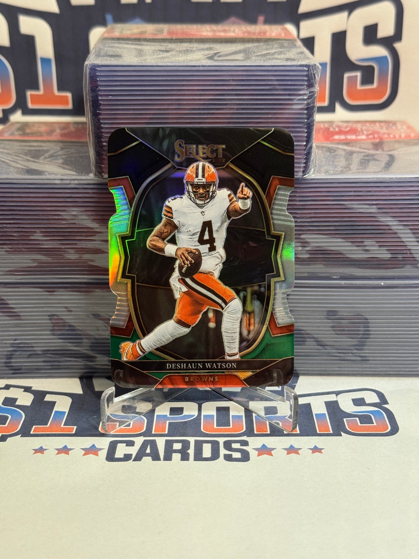 2022 Panini Select (Black White Green Die Cut Prizm) Deshaun Watson #67