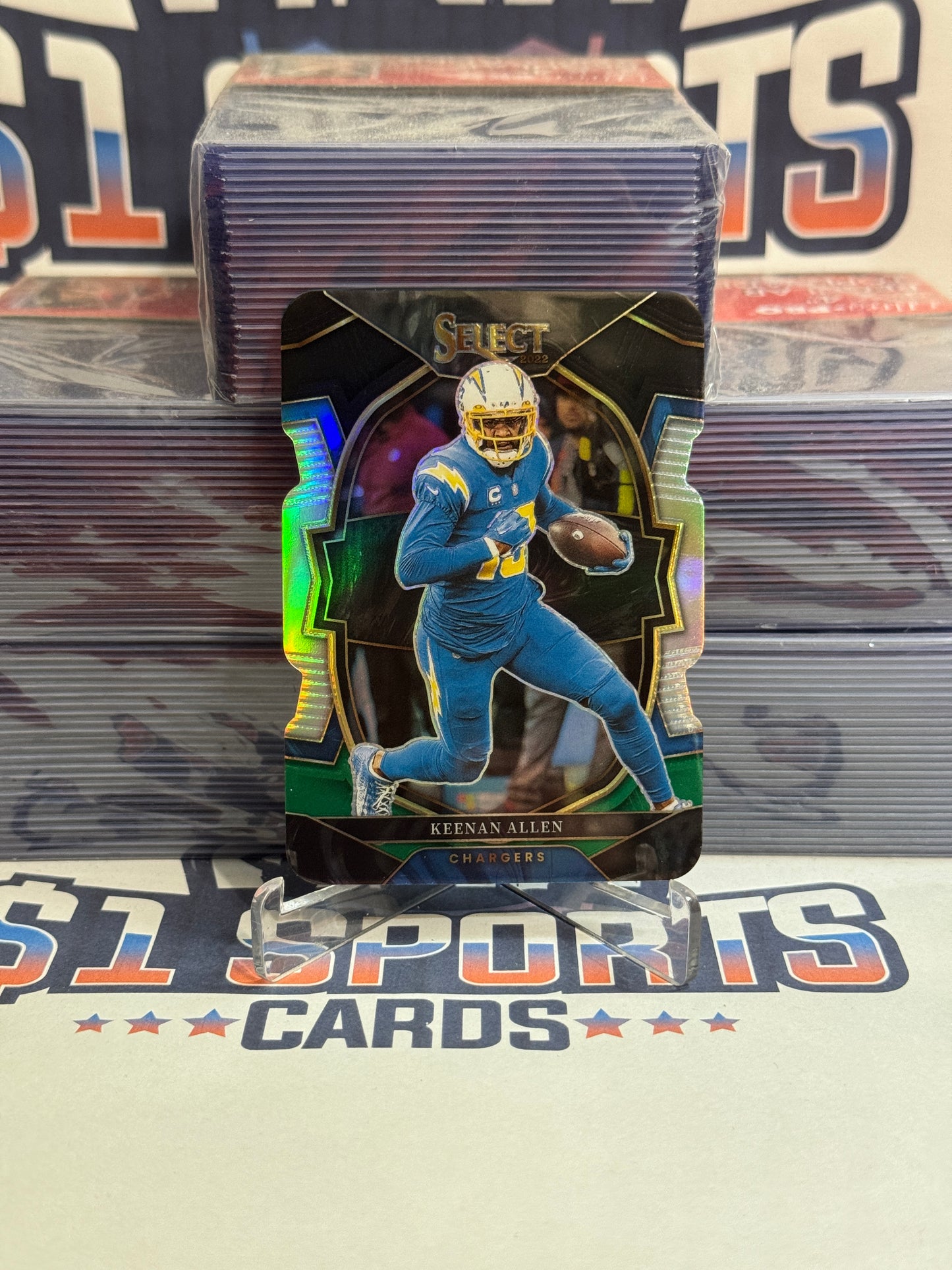 2022 Panini Select (Black White Green Die Cut Prizm) Keenan Allen #15