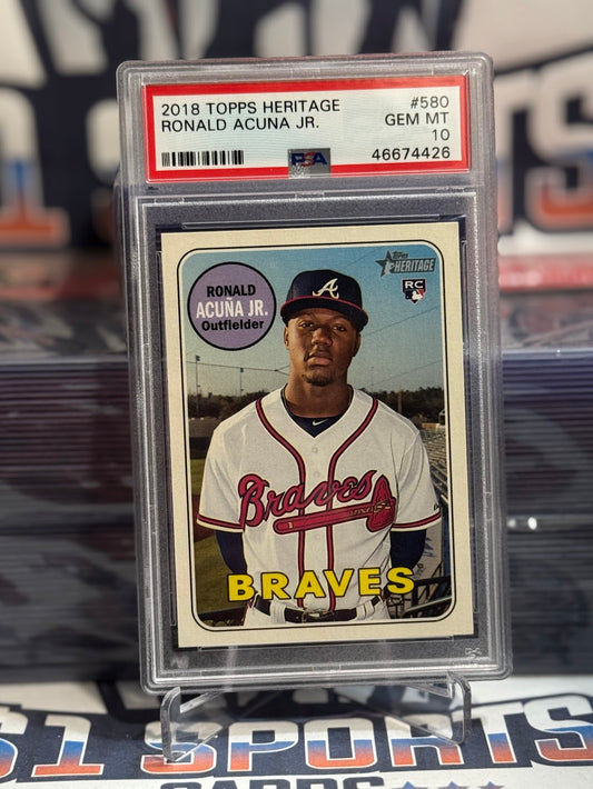 2018 Topps Heritage Ronald Acuna Jr. Rookie #580 - PSA 10