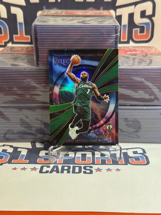 2022 Panini Select (Green Prizm, Thunder Lane) Jaylen Brown #14