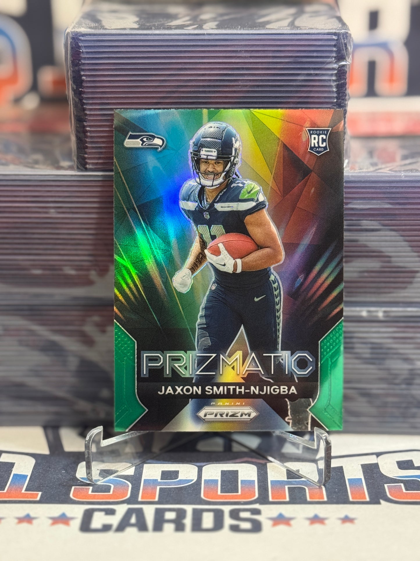 2023 Panini Prizm (Green Prizm, Prizmatic) Jaxson Smith-Njigba Rookie #1