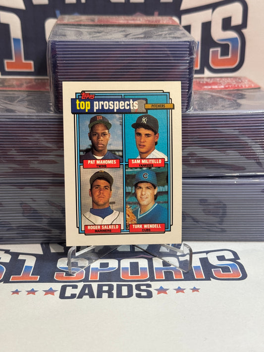 1992 Topps (Top Prospects) Pat Mahomes, Turk Wendell, Sam Militello, Roger Salkeld Rookie #676