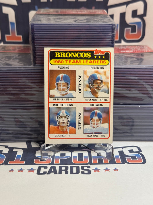 1981 Topps (Broncos Team Leaders) Jim Jensen, Haven Moses, Steve Foley, Rulon Jones #303