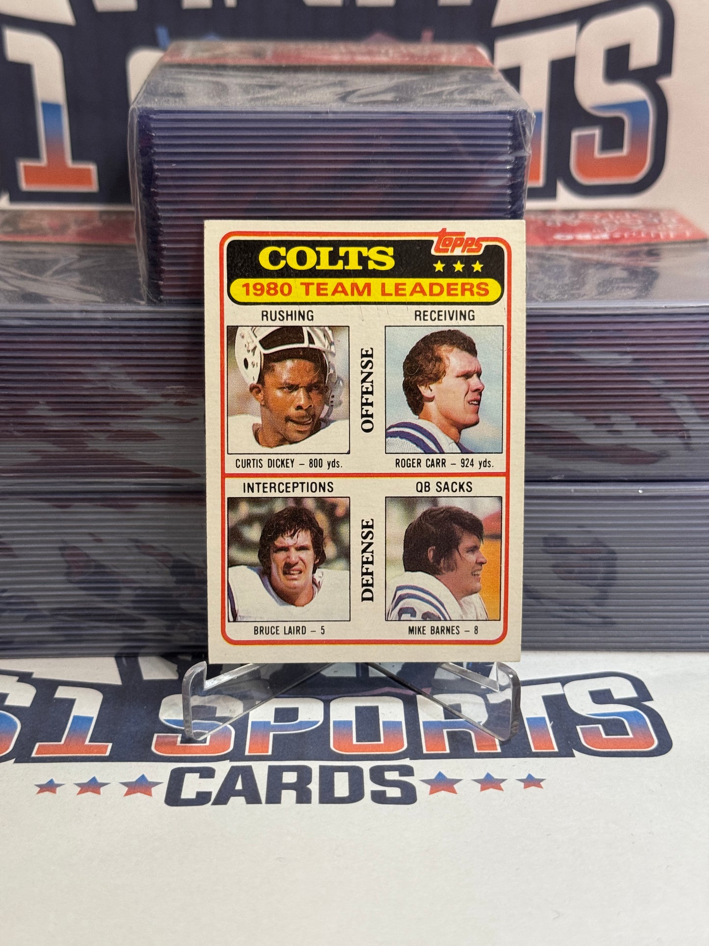 1981 Topps (Colts Team Leaders) Curtis Dickey, Roger Carr, Bruce Laird, Mike Barnes #411