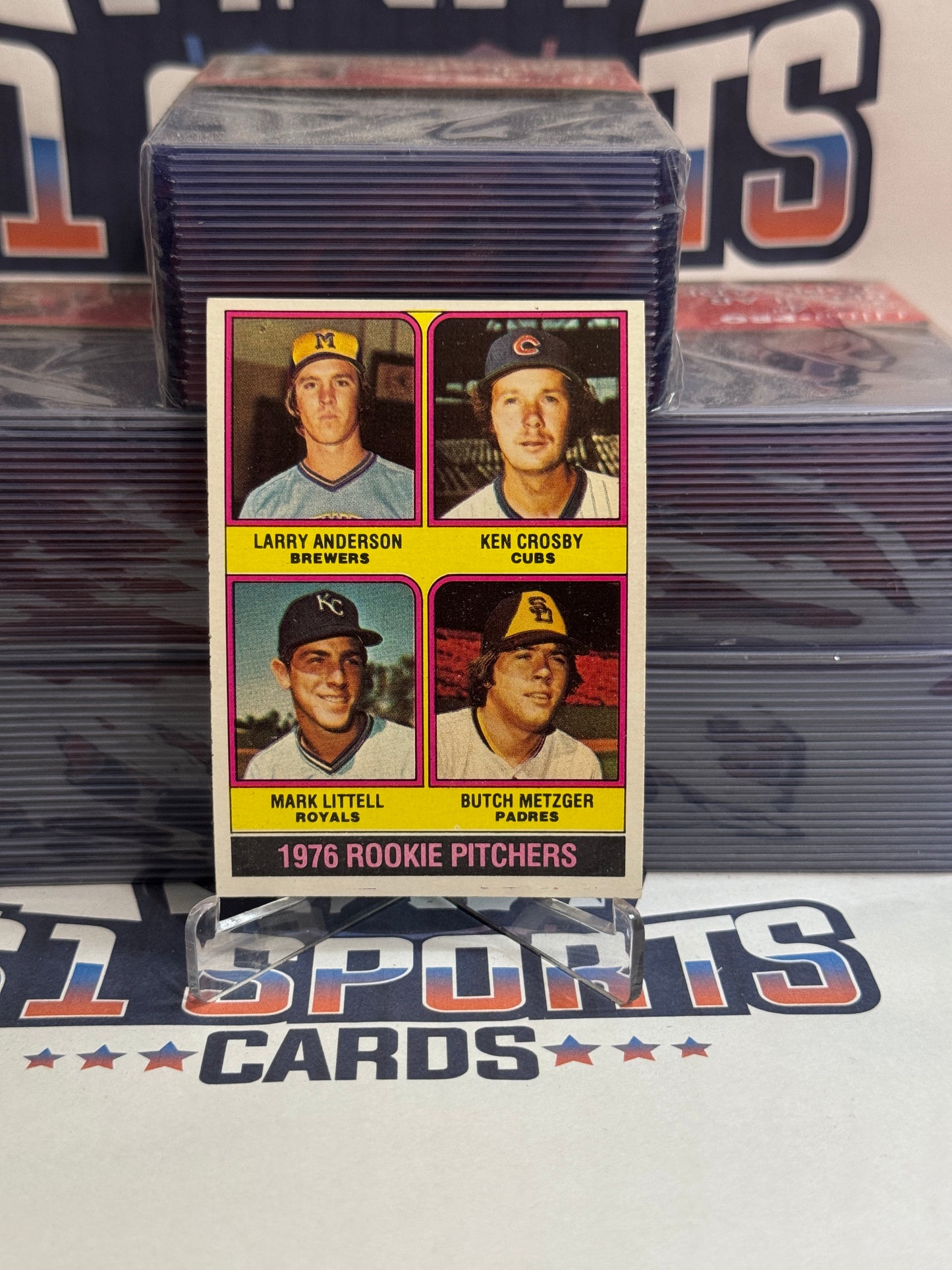 1976 Topps (Rookie Pitchers) Larry Anderson, Ken Crosby, Mark Littell, Butch Metzger #593