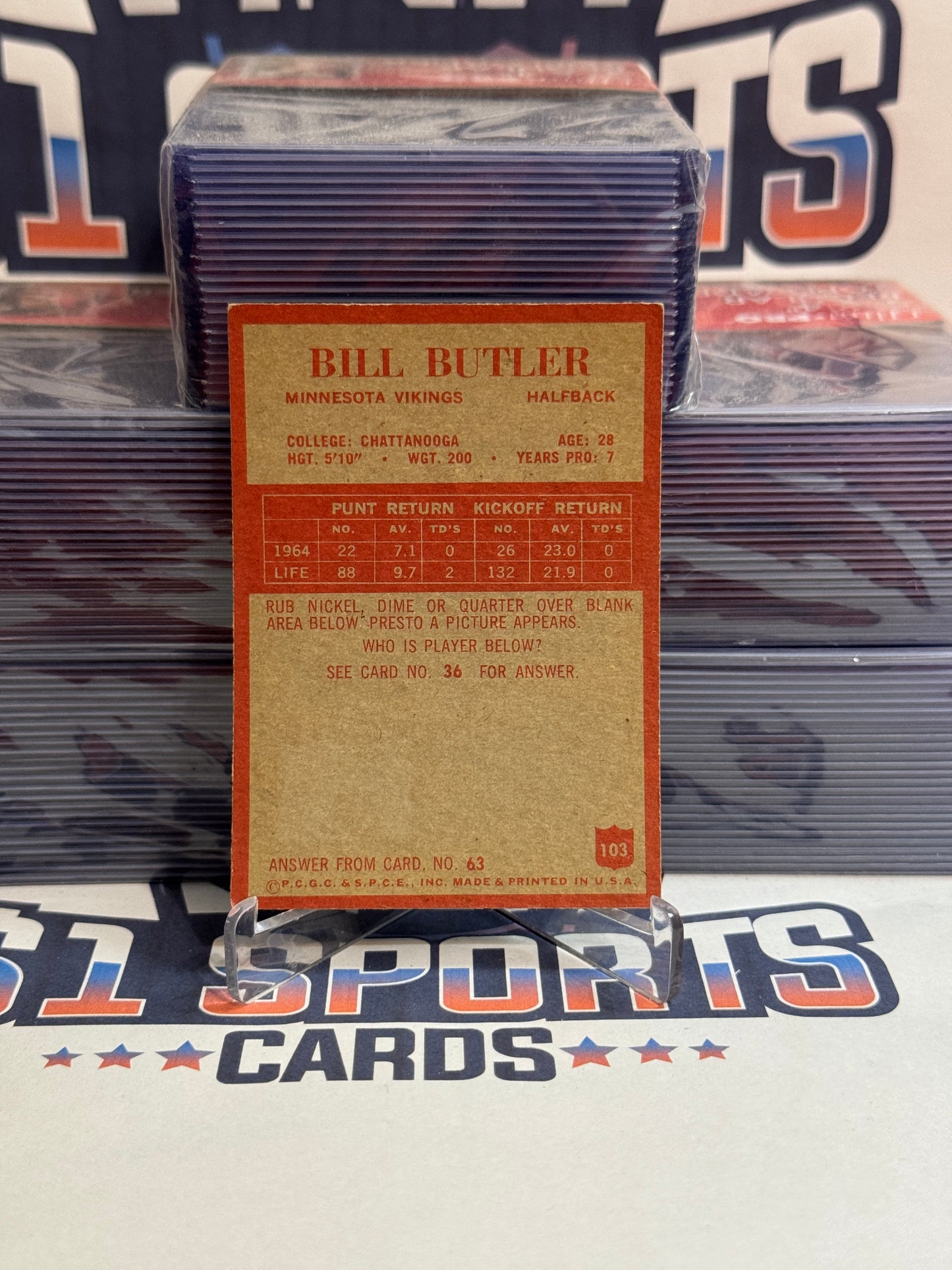 1965 Philadelphia Bill Butler #103