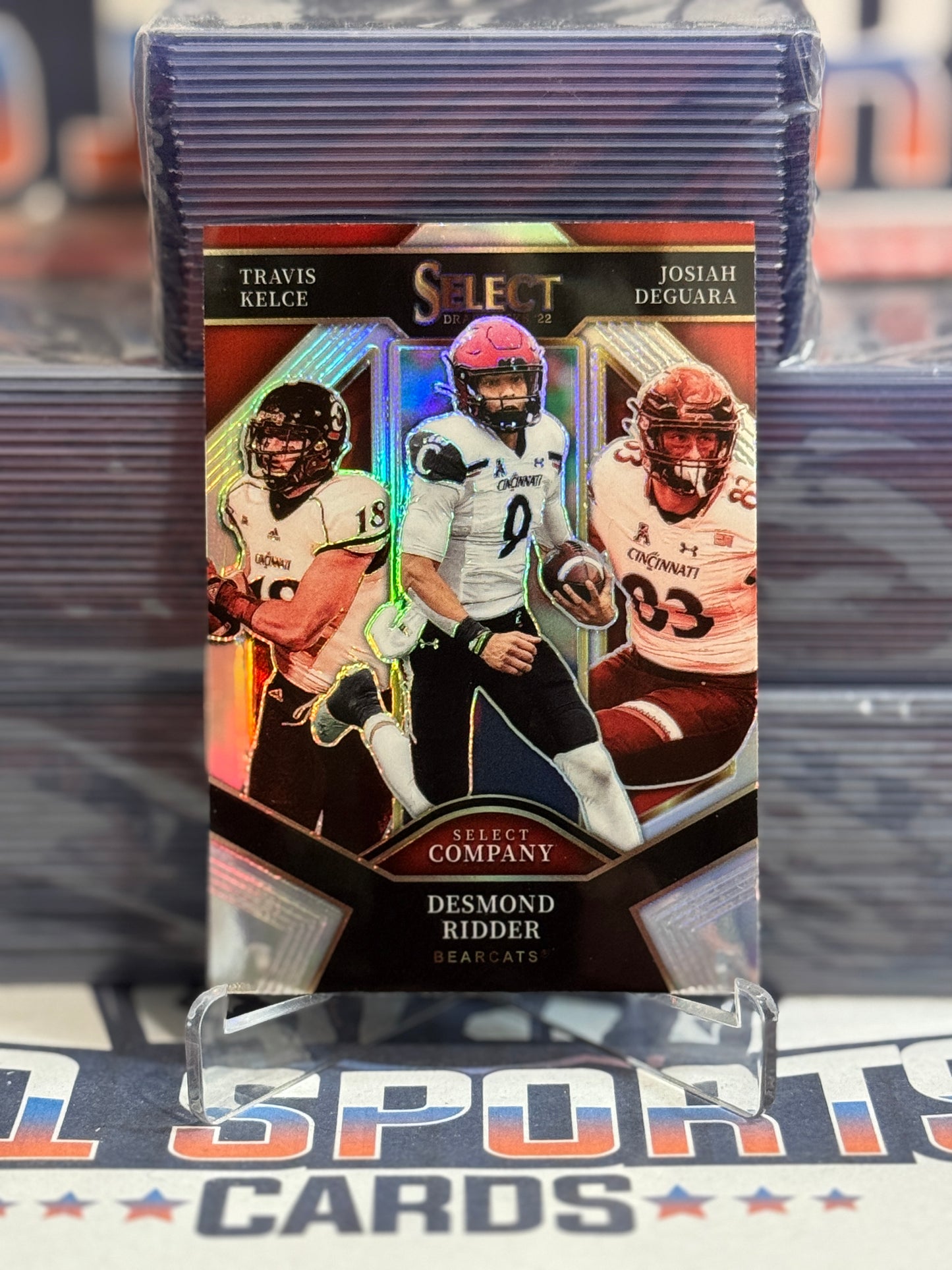 2022 Panini Prizm Draft Picks (Silver Prizm, Select Company) Travis Kelce, Desmond Ridder, Josiah Deguara #SC-CIN
