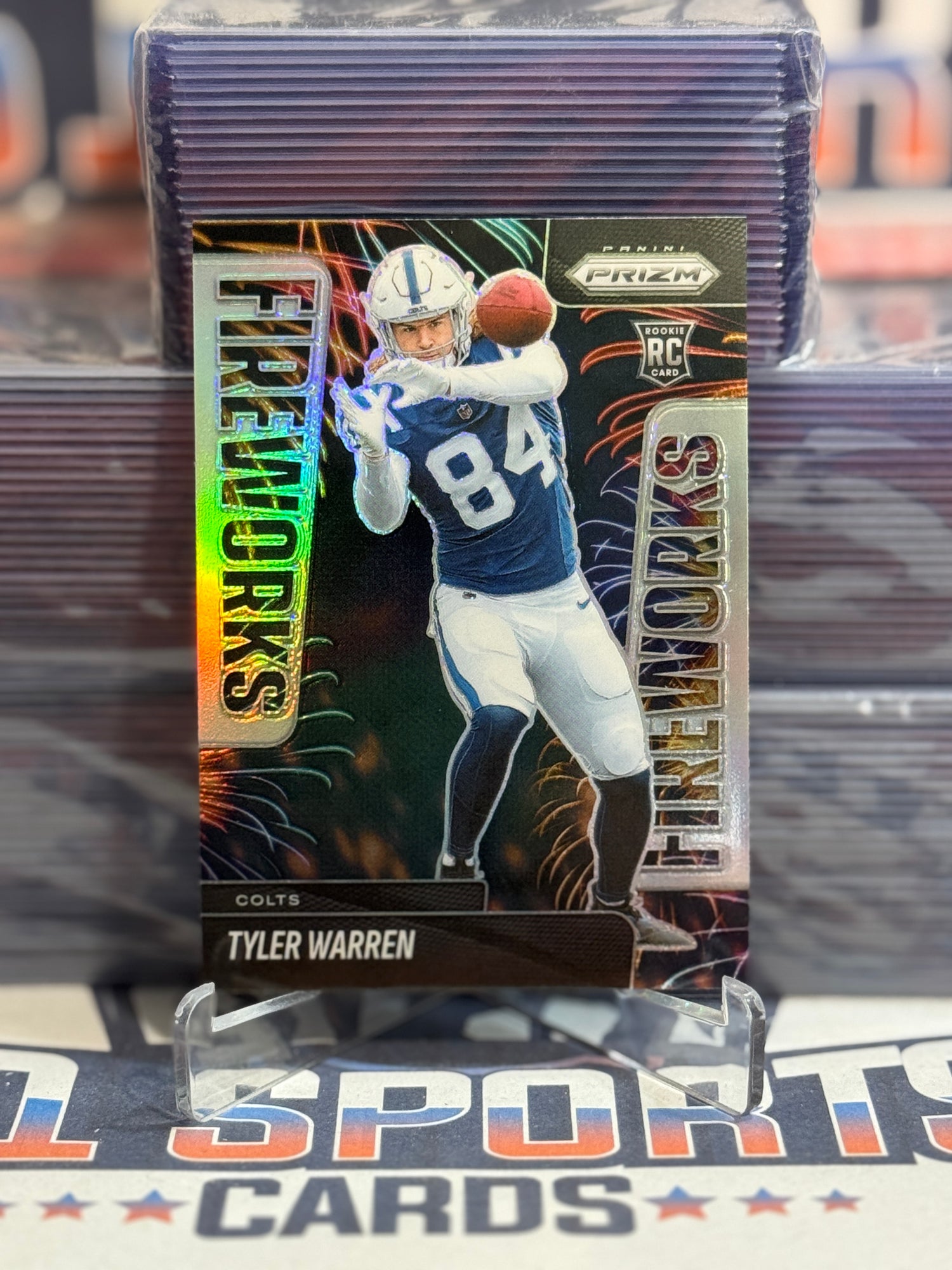 2025 Panini Prizm (Silver Prizm, Fireworks) Tyler Warren Rookie #12 ...