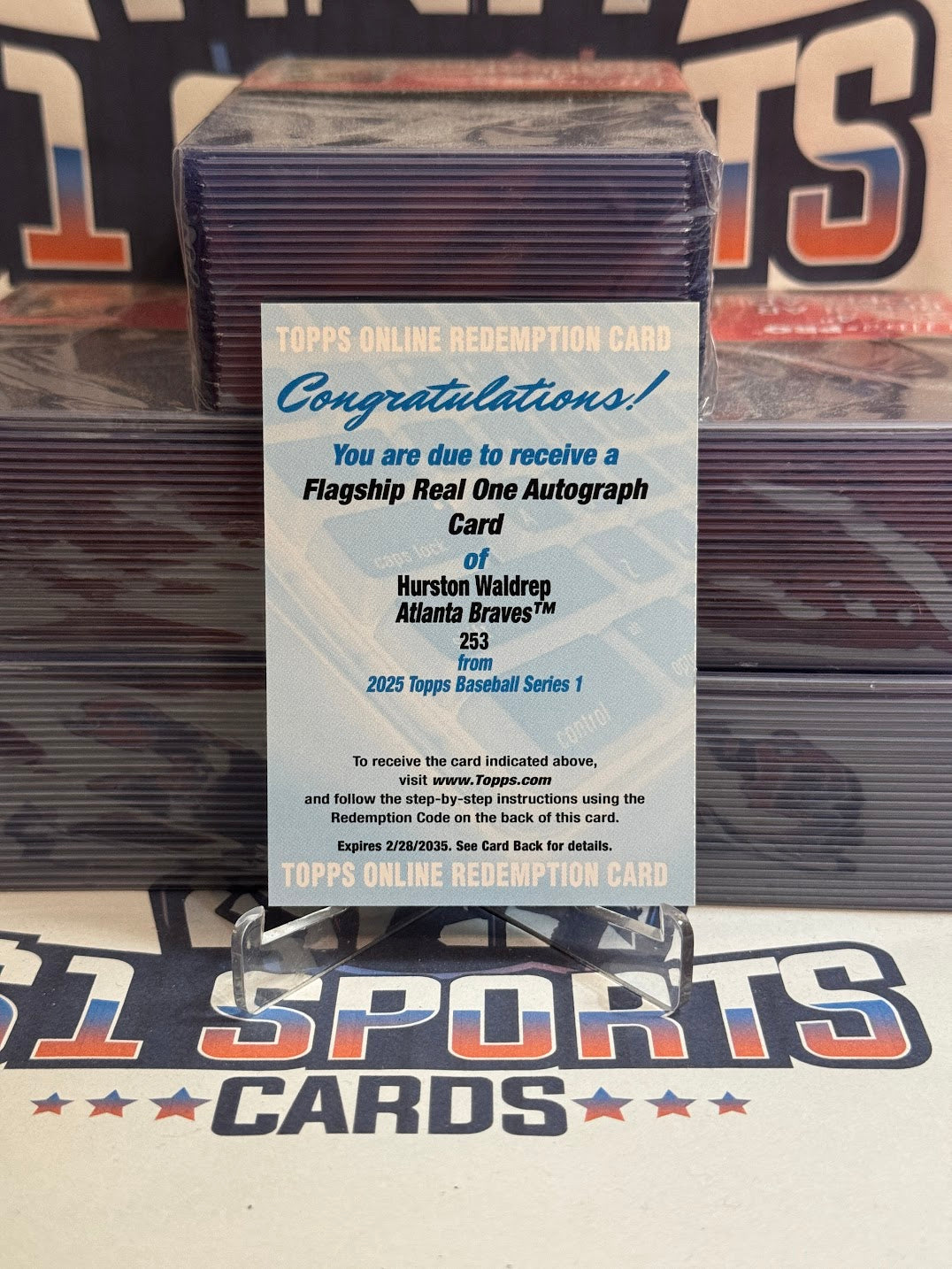 2025 Topps (Real One Auto Redemption) Hurston Waldrep Rookie #253