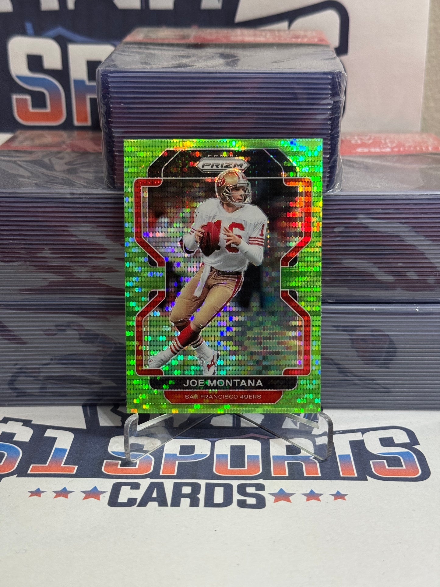 2021 Panini Prizm (Neon Green Pulsar) Joe Montana #60