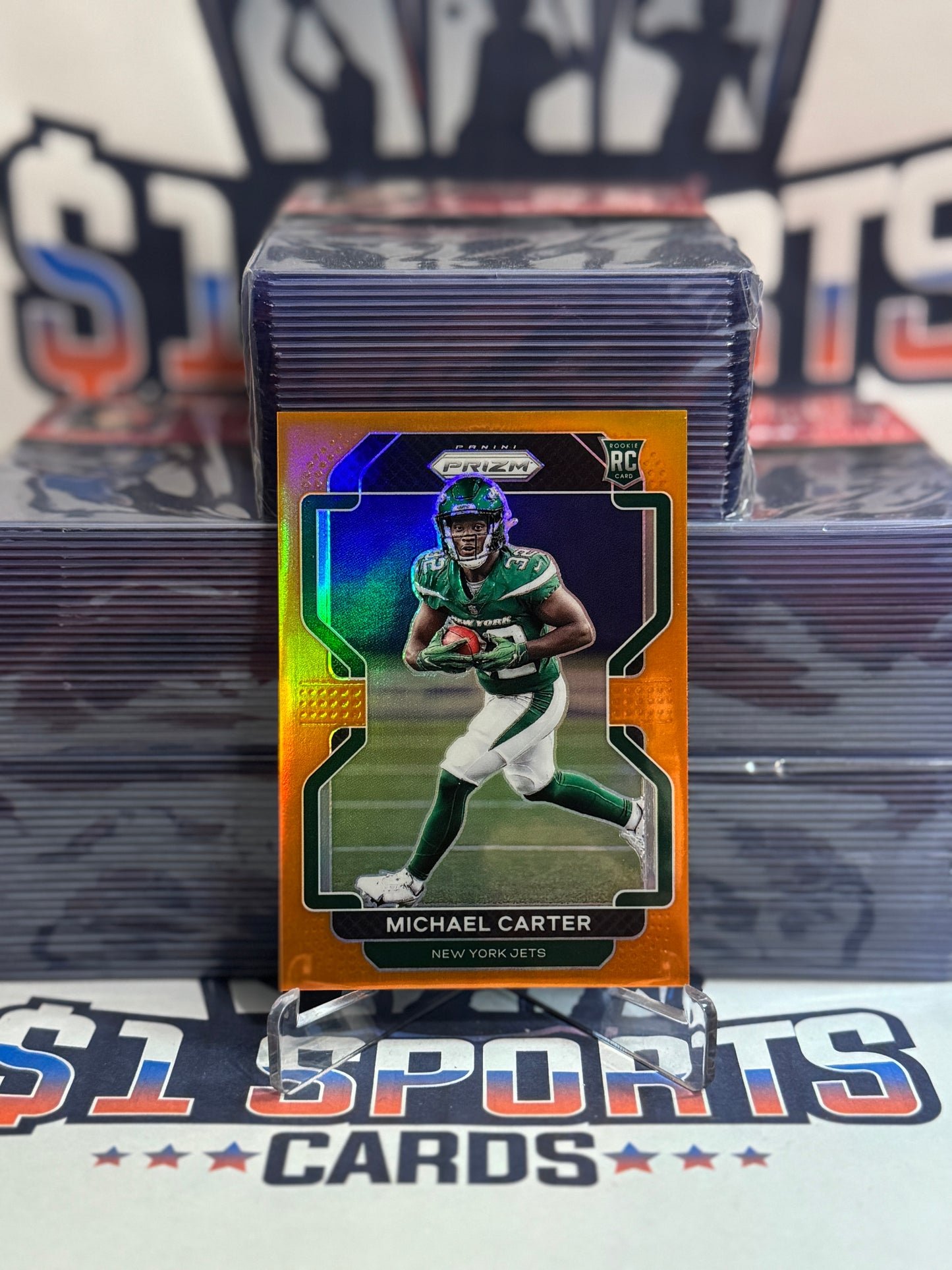 2021 Panini Prizm (Orange Prizm 53/249) Michael Carter Rookie #365