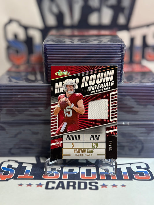 2023 Panini Absolute (War Room Relic 16/99) Clayton Tune Rookie #WR-CTU