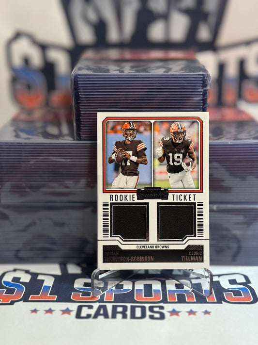 2023 Panini Contenders (Rookie Ticket Relic) Dorian Thompson-Robinson & Cedric Tillman #DS-7