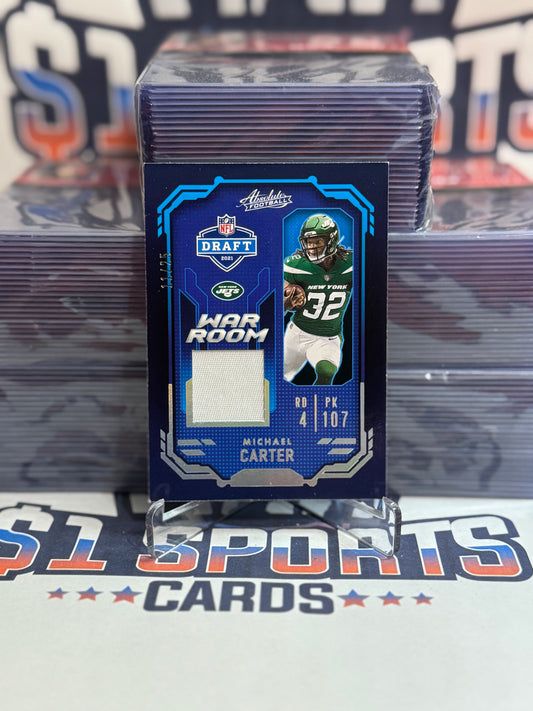 2021 Panini Absolute (War Room Relic 11/25) Michael Carter Rookie #WRM-MCA