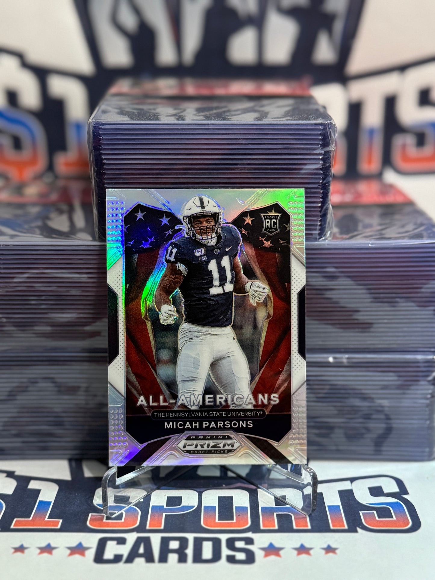 2021 Panini Prizm Draft Picks (Silver Prizm, All-American) Micah Parsons Rookie #188