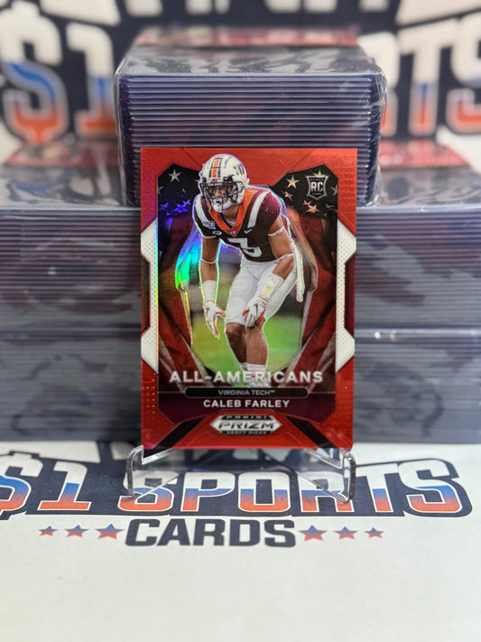 2021 Panini Prizm Draft Picks (Red Prizm, All-Americans 63/299) Caleb Farely Rookie #198