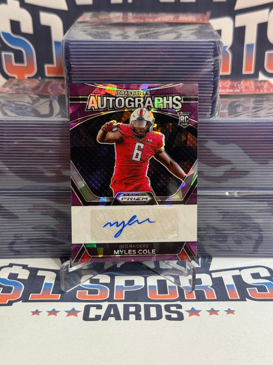 2024 Panini Prizm Draft Picks (Purple Ice Prizm, Auto 58/99) Myles Cole Rookie #DPA-MCE